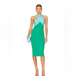 REVOLVE Le Superbe aqua and emerald midi dress